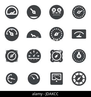 Vector black meter icons set on white background Stock Vector