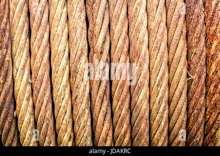 Macro image of an old rusted wire rope at an abandoned mine in Michigan Stock Photo