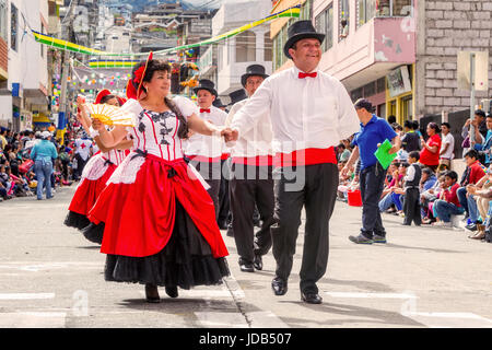 Banos De Agua Santa, Ecuador - 29 November 2014: Multi-Ethnic Couples Dancing On The Streets Of Ecuador, Banos De Agua Santa, South America Stock Photo