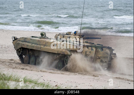 Polish infantry fighting vehicle BMP-1 on the beach during the 45th edition of Exercise BALTIC OPERATIONS  BALTOPS 2017 in Ustka, Poland 14 June 2017  Stock Photo