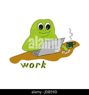 Vector illustration with working Mr. Frog Stock Vector