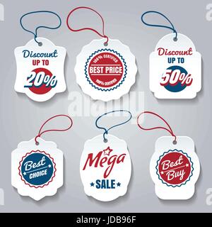 Shopping pricing tags isolated on white. Vector best price and sale badges, discount and offer stickers, promo or good choice labels Stock Vector