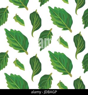 Leaf leaves repeated tree leaves organic seamless pattern. Vector green linear cute line beautiful herbal laurel leaf plant nature illustration Stock Vector