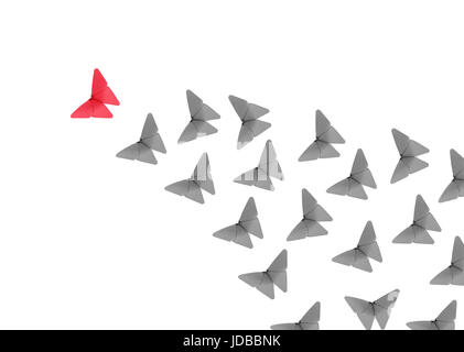 Origami butterflies leadership conceptual background. Copy space. Stock Photo