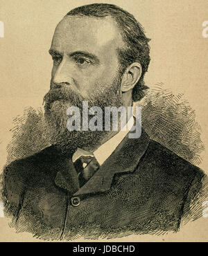 Charles Stewart Parnell (1846-1891). Irish nationalist politician. Portrait. Engraving. Stock Photo