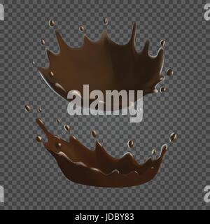 Chocolate splashes set. Realistic vector Stock Vector