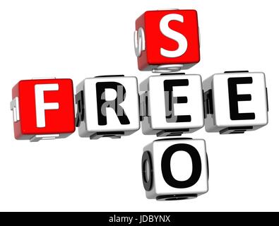 3D Free Seo Crossword on white background Stock Photo