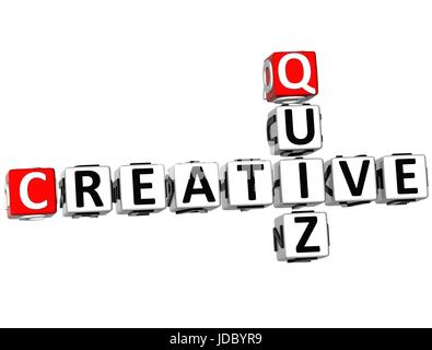 3D Creative Quiz Crossword on white background Stock Photo