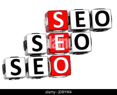 3D Seo Crossword on white background Stock Photo