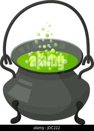 Halloween witch s cauldron with potion. Halloween icon isolated on white background Stock Vector