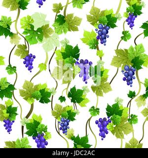 Blue grapes seamless pattern. The natural design banner,ticket, leaflet and so on. Place for text. Isolated elements. Stock Vector