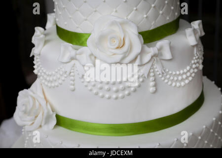 wedding cake sugar flowers close up Stock Photo