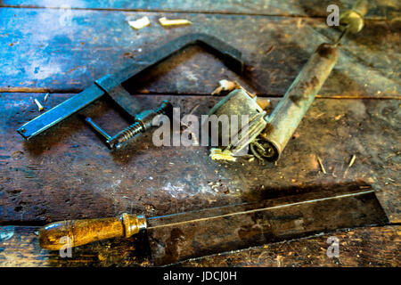 Carpentery Joinery old tools still life Stock Photo