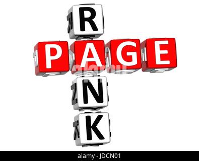 3D Page Rank Crossword on white background Stock Photo