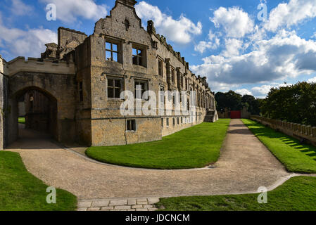 Outside ruins of Bolsover Castle in England, Derbyshire, was built in the early 17th century Stock Photo