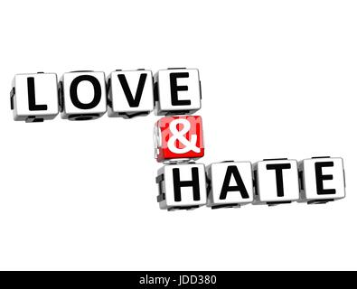 3D Word Love and Hate on white background Stock Photo