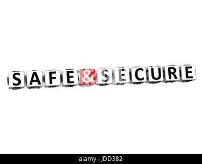 3D Word Safe and Secureon on white background Stock Photo