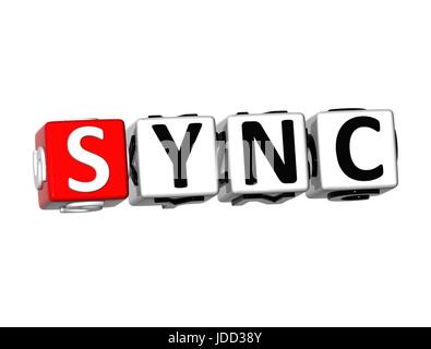 3D Word Sync on white background Stock Photo