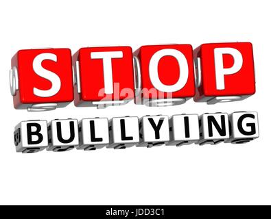 3D Block Red Text STOP BULLYING over white background. Stock Photo