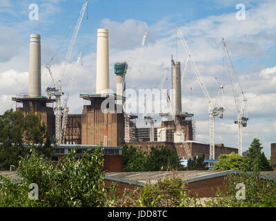 Battersea power station under development in summer Stock Photo