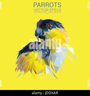 Parrots in love low poly design vector illustration. Stock Vector