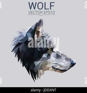 Wolf low poly design. Stock Vector