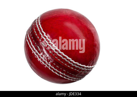 red cricket ball isolated on white Stock Photo