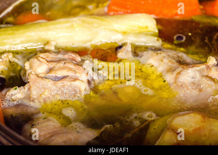 Preparation of chicken soup with vegetables. Polish cuisine. Stock Photo