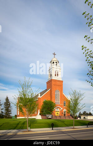 A view of Saint Vital Parish, a Catholic Church in the town of Beaumont, Alberta, Canada. Stock Photo