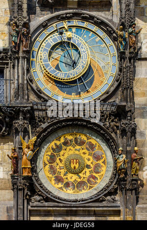 Prague astronomical clock, Prague, Bohemia, Czech Republic Stock Photo