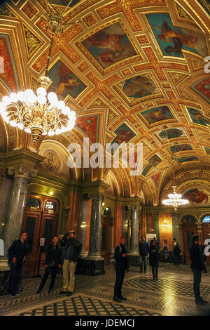 Foyer of the Hungarian State Opera House, Andrássy útca, Terézváros, Budapest, Hungary Stock Photo