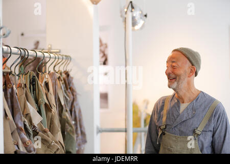 Nigel Cabourn SS18 presentation at  London Fashion Week Summer Spring 2018. Nigel Cabourn and (re)vision society  collaboration and presentation SS18 Stock Photo