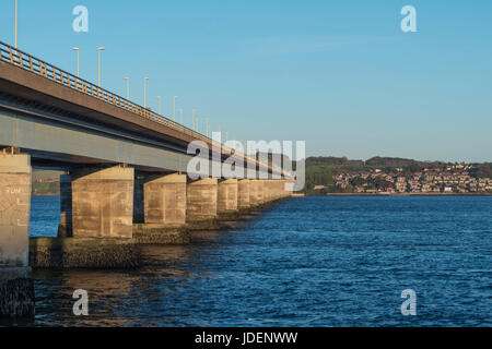 The Tay Road Bridge,opened in 1966, is one of the longest road bridges in Europe linking Dundee and Fife in Scotland, UK Stock Photo