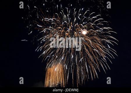 Big colorful fireworks in the black night sky Stock Photo