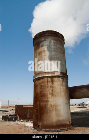 Comisión Fedreal De Electricidad, CERRO PRIETO Geothermal power plant, vapor pipelines. Stock Photo