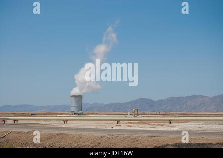 Comisión Fedreal De Electricidad, CERRO PRIETO Geothermal power plant, vapor pipelines. Stock Photo