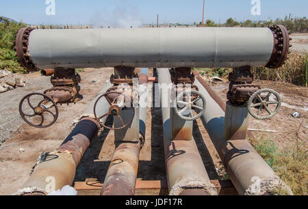 Comisión Fedreal De Electricidad, CERRO PRIETO Geothermal power plant, vapor pipelines. Stock Photo