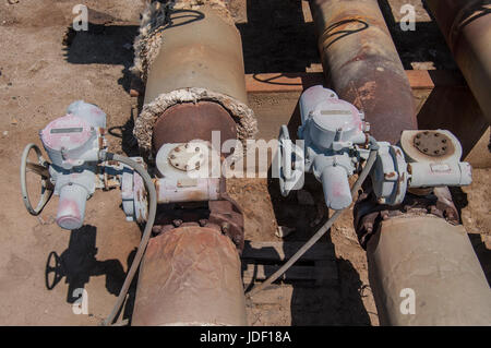 Comisión Fedreal De Electricidad, CERRO PRIETO Geothermal power plant, vapor pipelines. Stock Photo