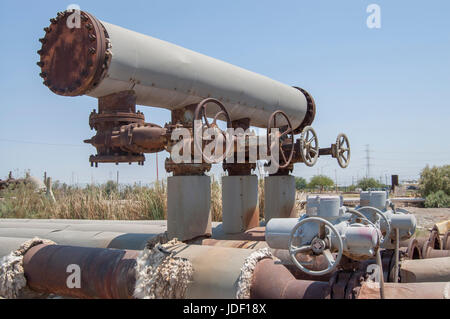 Comisión Fedreal De Electricidad, CERRO PRIETO Geothermal power plant, vapor pipelines. Stock Photo