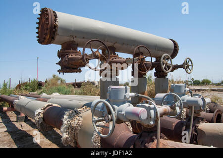 Comisión Fedreal De Electricidad, CERRO PRIETO Geothermal power plant, vapor pipelines. Stock Photo