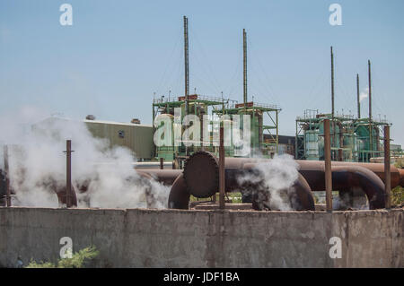 Comisión Fedreal De Electricidad, CERRO PRIETO Geothermal power plant, vapor pipelines. Stock Photo