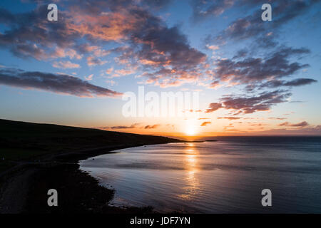 Aerial view of sunrise over Arran, Firth of Clyse Stock Photo