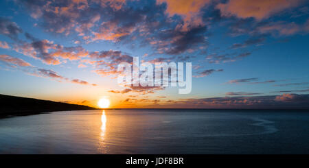 Aerial view of sunrise over Arran, Firth of Clyse Stock Photo