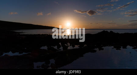 Aerial view of early sunrise over Isle of Arran in the Firth of Clyde Stock Photo
