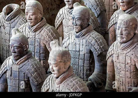 The world famous Terracotta Army, part of the Mausoleum of the First Qin Emperor and a UNESCO World Heritage Site located in Xian China Stock Photo