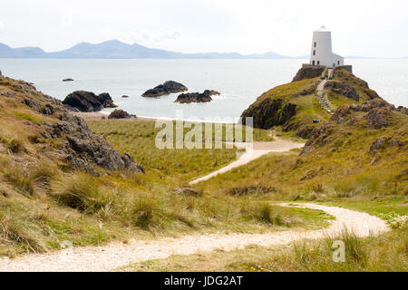 Pathway to old lighthouse, Llanddwyn, Anglesey, Gwynedd, Wales, United Kingdom Stock Photo
