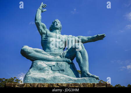 Nagasaki peace statue at Nagasaki Peace Park in Japan Stock Photo