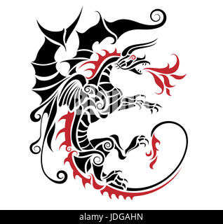 Tribal dragon tattoo illustration Stock Photo