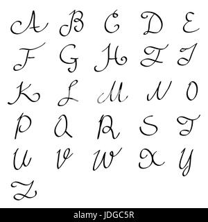 english letter alphabet in hand writing Stock Photo