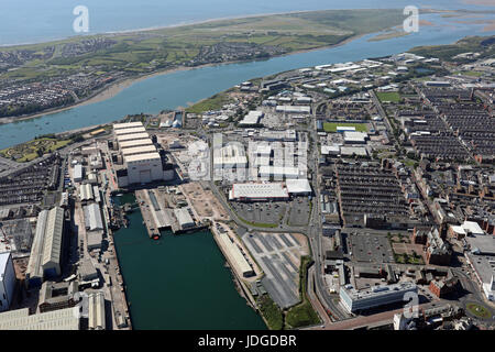 aerial view of Barrow in Furness, Cumbria, UK Stock Photo